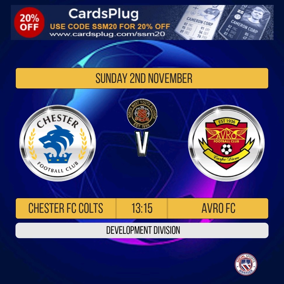 Fixtures - Sunday 2nd November
Development Division ⚽️ 
#NWYA