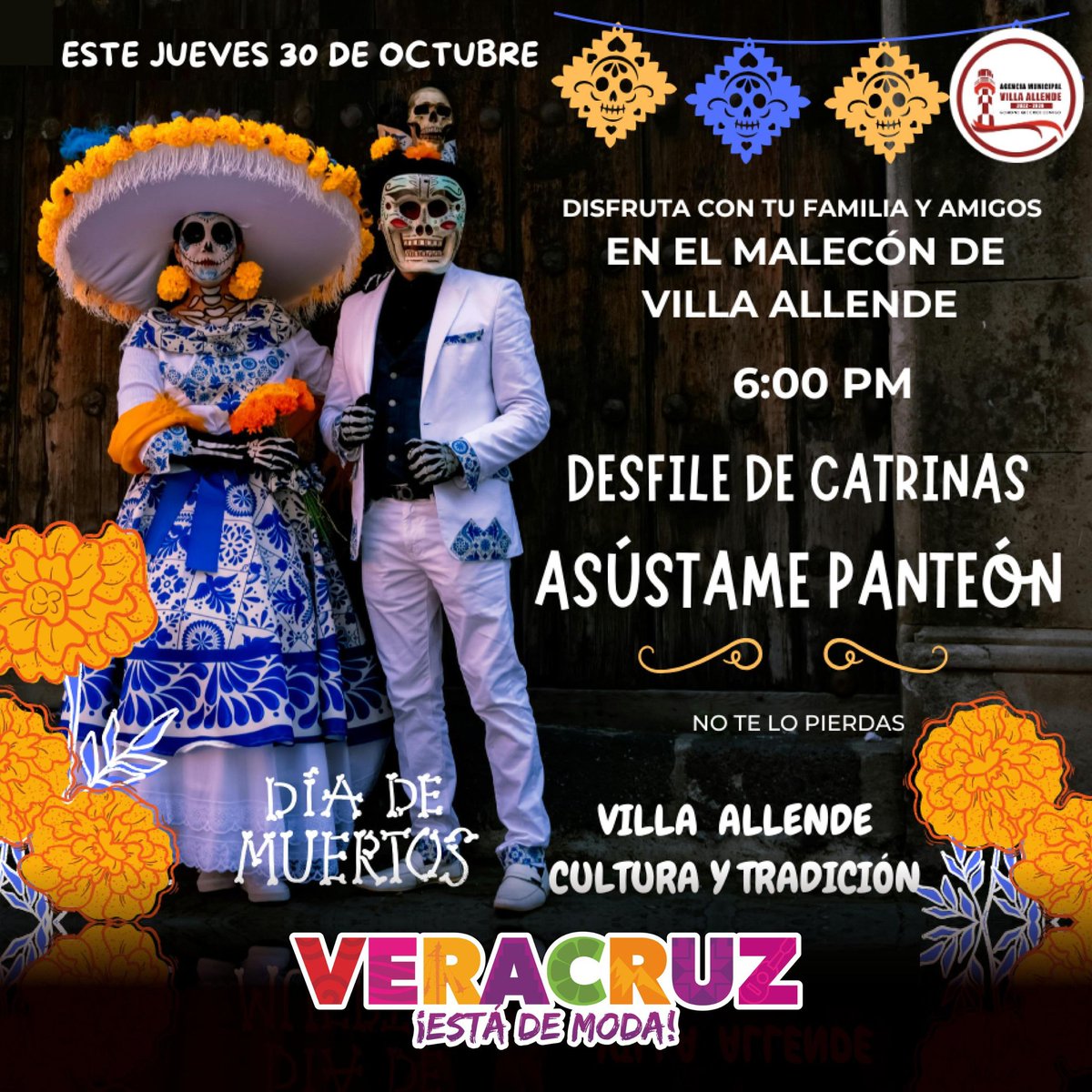 🏵️¡Vive la tradición!

En Villa Allende, las Catrinas cobran vida entre luces, flores y alegría. 💃💐

Este 30 de octubre, acompáñanos en el Desfile “Asústame Panteón” y siente cómo la cultura veracruzana transforma la noche en un homenaje lleno de color y memoria. 🌼🔥