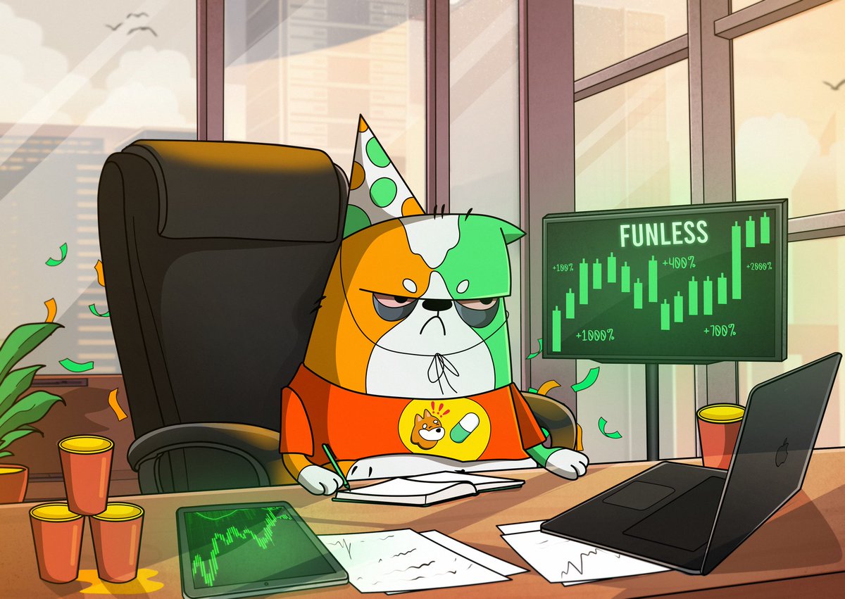 thecryptotrail's tweet image. The team just burned 50% of $funless.  

Supply down. Scarcity up. Value up.  
Hangover Cat tried to stop it. He thought “burn” meant barbecue.😅  

Good for the token. The burn has happened! Bullish move. #SolanaMemeCoin #funless #GoodVibes