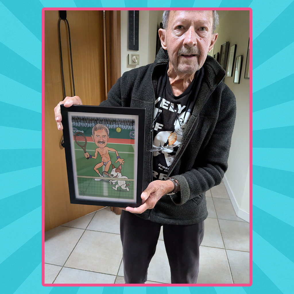 StephsSketches's tweet photo. 🎾 When the customer says, “Draw him in a sparkly thong playing doubles tennis with his dog,” — we don’t ask why, we just say “game on.”

If you can dream it, we can draw it!
📩 enquiries@stephssketches.co.uk
🌐 https://t.co/WxxeLvxXzN https://t.co/MeUg2nFAeP