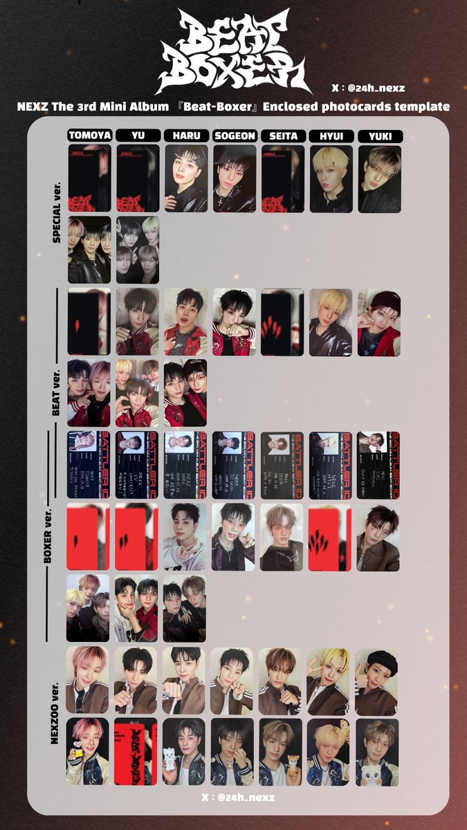 NEXZ The 3rd Mini Album『Beat-Boxer』 Enclosed photocards template