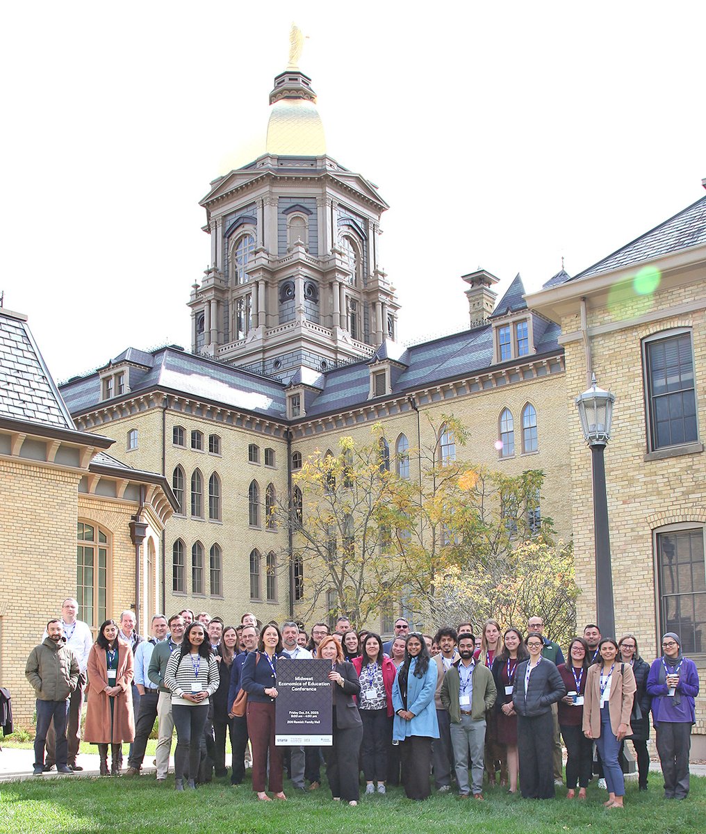ieiatnd's tweet photo. Outstanding weekend at Notre Dame for the Midwest Economics of Education Conference! Experts shared insights on education policy, school choice/vouchers, and financial aid. Many thanks to our co-sponsors: @Arnold_Ventures @Stata and the Upjohn Institute. https://t.co/nJoIXajxFy