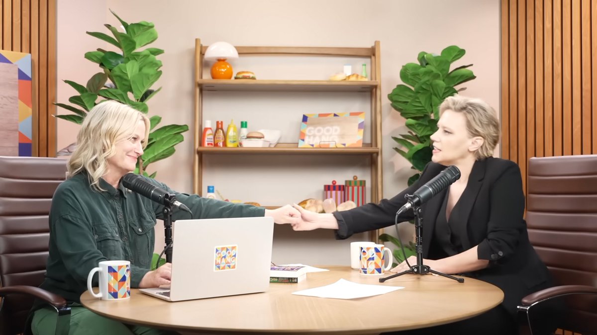 my favourite thing about good hang is amy poehler holding hands with her guest