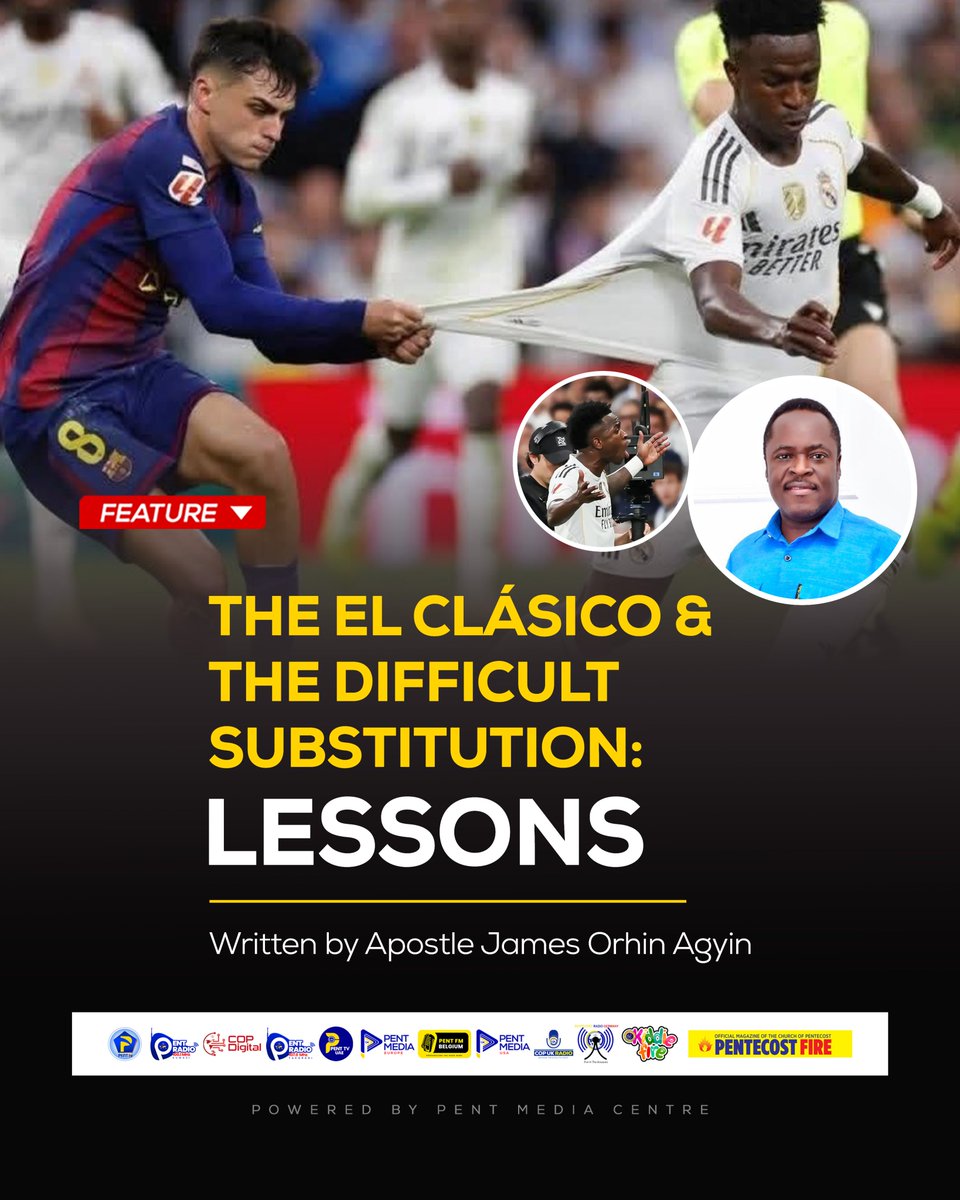 🗣️ Apostle James Orhin Agyin writes 🔽

"Soccer matches between Real Madrid and Barcelona are among the most intense and heated rivalries in club football. Known as “El Clásico,” the buildup of tension from the pre-match activities through the game itself, 

1/2