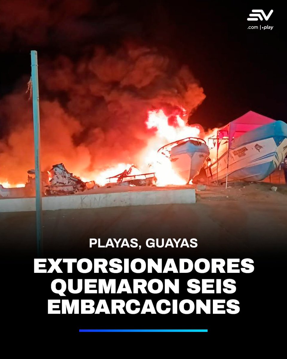 🔥 Seis embarcaciones fueron incendiadas en el malecón del cantón General Villamil Playas, de la provincia de Guayas, la madrugada de este martes 28 de octubre. ▶️ sl8ZyC.short.gy/6iqaM6