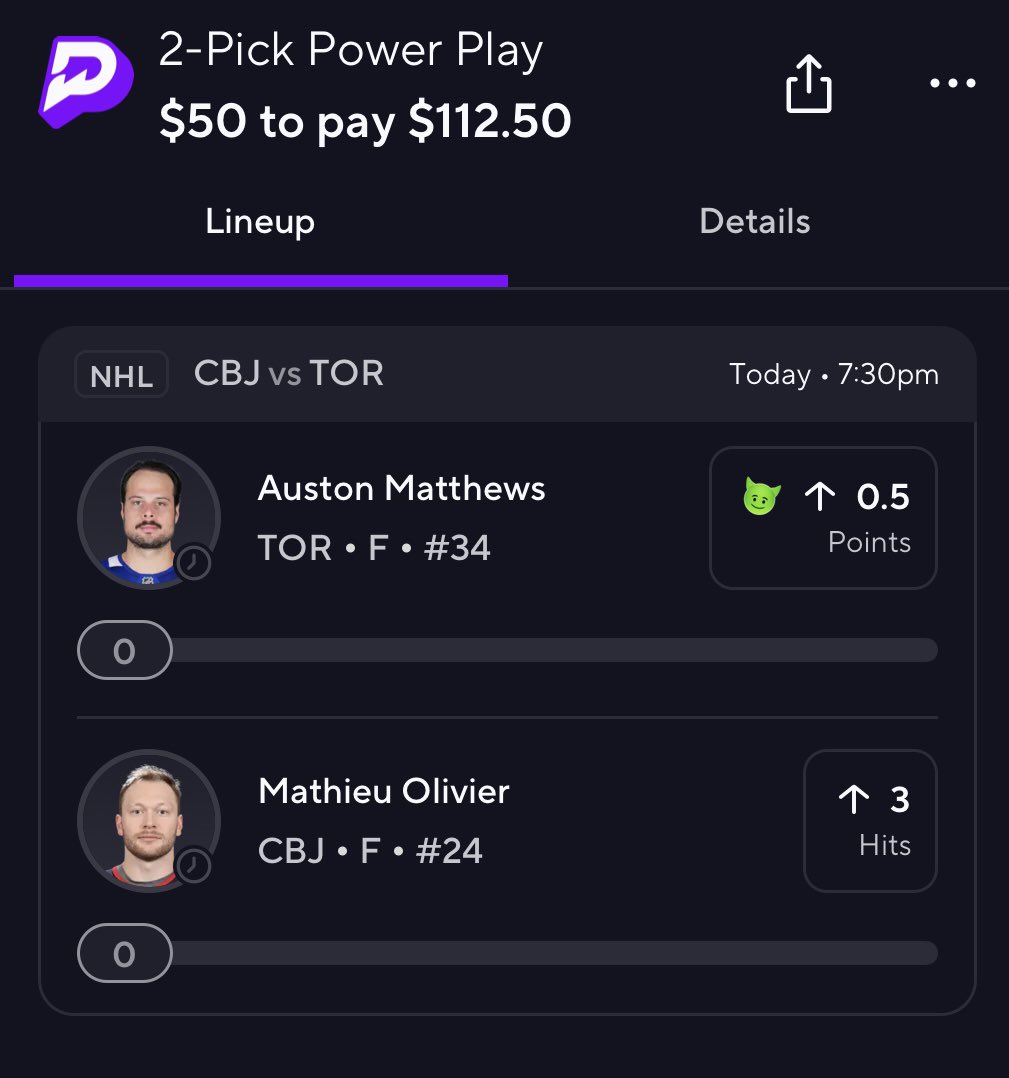 SirypDFS's tweet image. Couple little BR builders for the small slate🫡 otw home from Raleigh 

#NHL #P2 #2MAN #prizepicks #underdog #GamblingX #GamblingTwitter