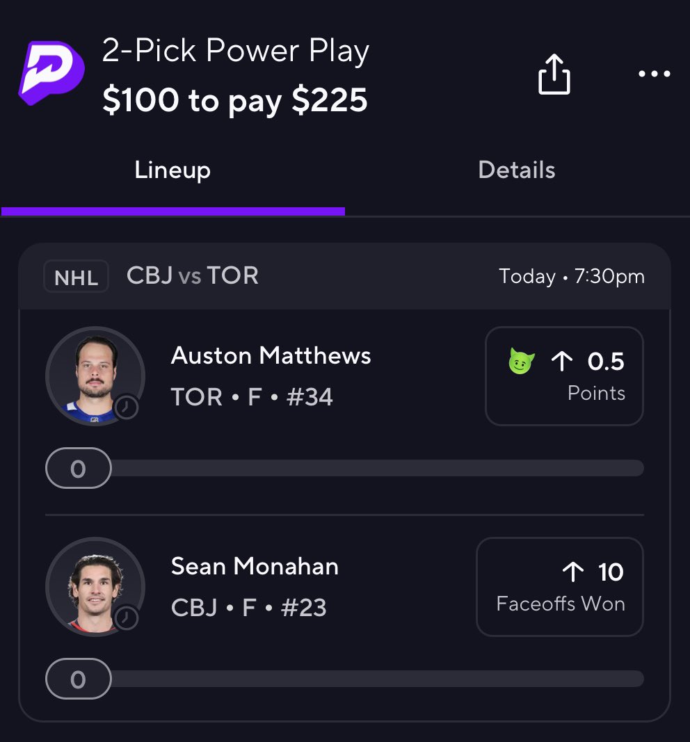 SirypDFS's tweet image. Couple little BR builders for the small slate🫡 otw home from Raleigh 

#NHL #P2 #2MAN #prizepicks #underdog #GamblingX #GamblingTwitter