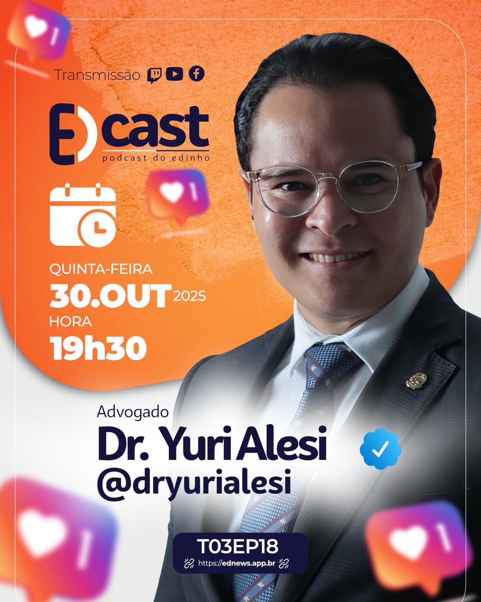Amanhã tem EDcast-podcast do Edinho.
Aperte o play, às 19h30!