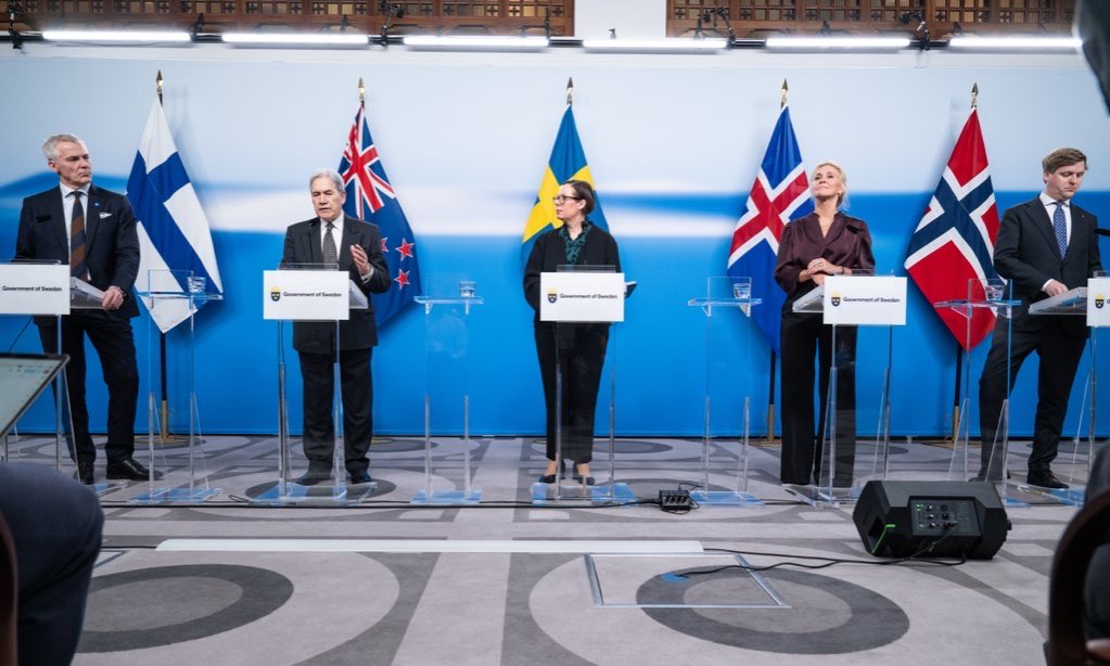 Following the Nordic 5-New Zealand Foreign Ministers’ Meeting, a joint press conference was held.

The Minister made the following remarks: 

It was a pleasure to be the first New Zealand Minister to participate in this meeting today. We thank the Nordic 5 and Finland as chair