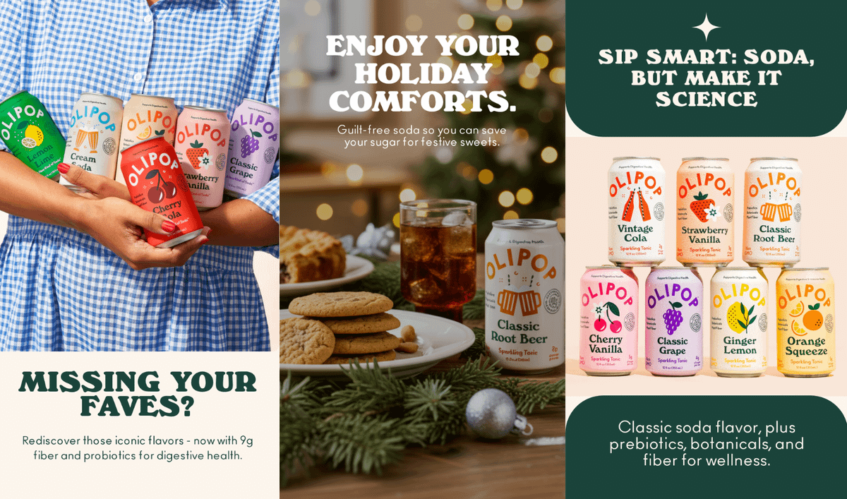 These are not real Olipop ads 🤯

They're from Pomelli - a new <a href="/GoogleLabs/">Google Labs</a> tool that generates marketing content. Enter your URL and get campaigns with your fonts, colors, and products.

You can guide it via prompts, or have it ideate based on your brand values.

How it works 👇