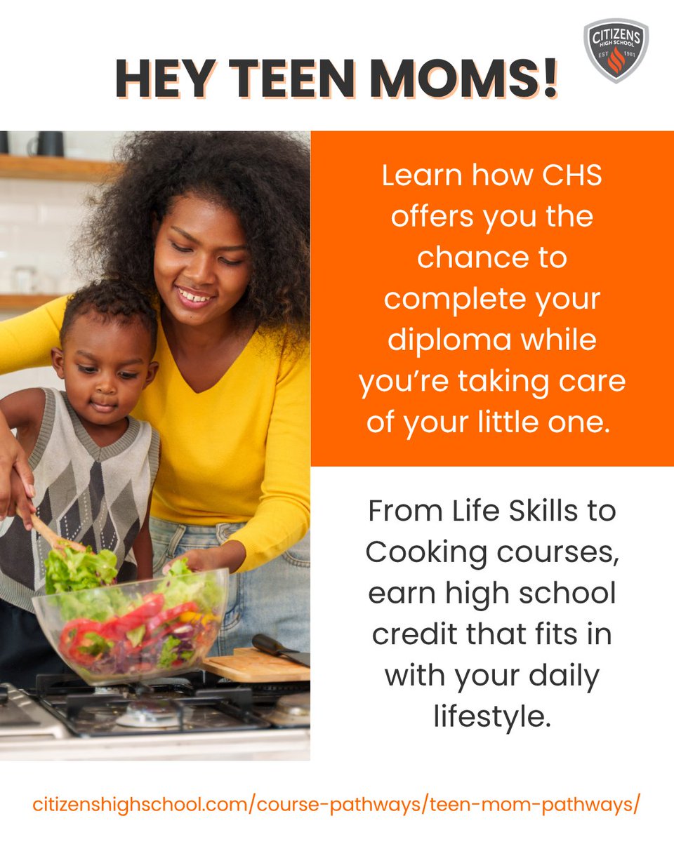 CitizensHS's tweet photo. We believe every mom deserves a chance to finish high school while caring for her little one. Learn more about our Teen Mom Pathway today: https://t.co/WY8aqDKsSo 

#citizenshighschool #onlinehighschool #onlinediploma #highschool https://t.co/0iCr9yFW5r