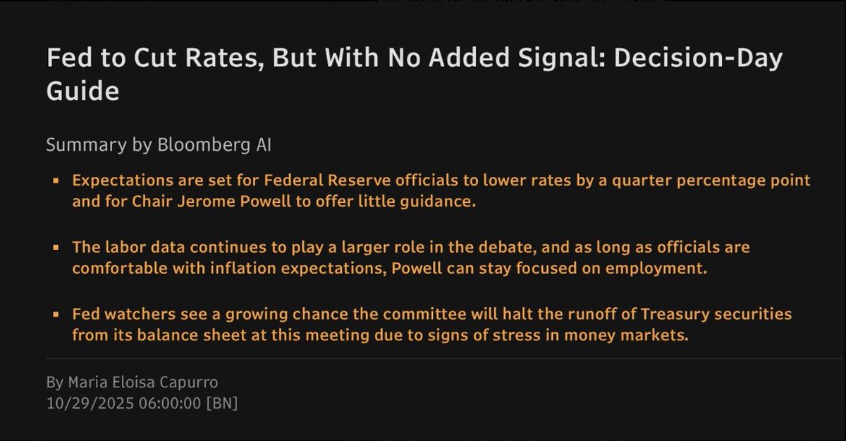Soultomcrypto's tweet photo. Federal Reserve akan mengumumkan keputusan suku bunga. Saat ini, bisa hampir dipastikan akan terjadi pemotongan suku bunga, berdasarkan data dari para bond traders.  Powell mengungkapkan bahwa Federal Reserve sekarang lebih fokus pada data tenaga kerja sebagai acuan utama. https://t.co/p7qoFDoYtS