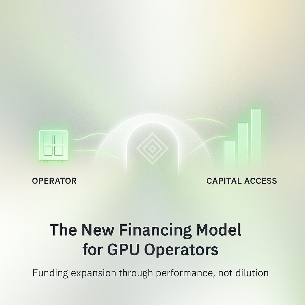GPU financing looks less like tech and more like real estate.

Contracts, energy, and utilization data now decide where the next trillion in capital flows.

Our focus is simple: make it possible for investors to fund that infrastructure directly and for operators to access
