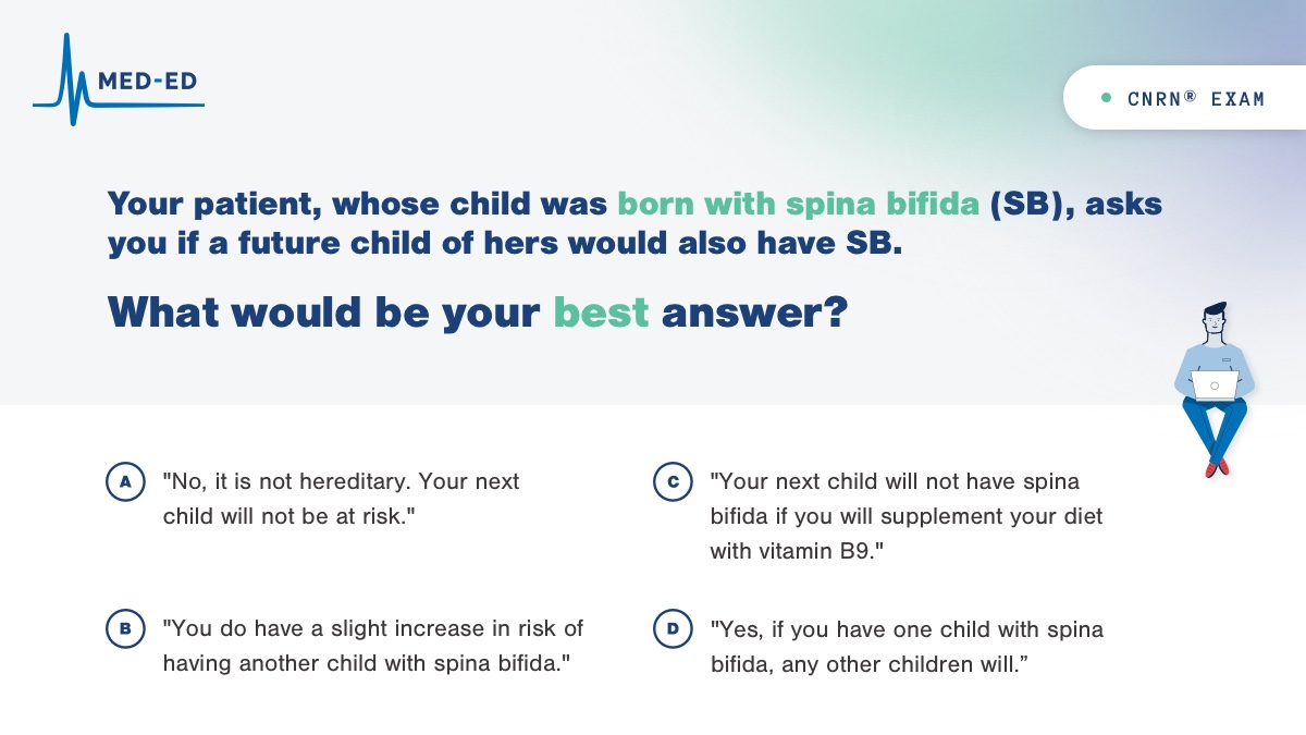 MedEdInc's tweet image. Prep for your upcoming CNRN Exam with a sample test question from MEDED today!
Ready to see if you got it correct? View the answer in the comments below.
#meded #cnrn #nursingexam #nursingseminar #practicetestquestion