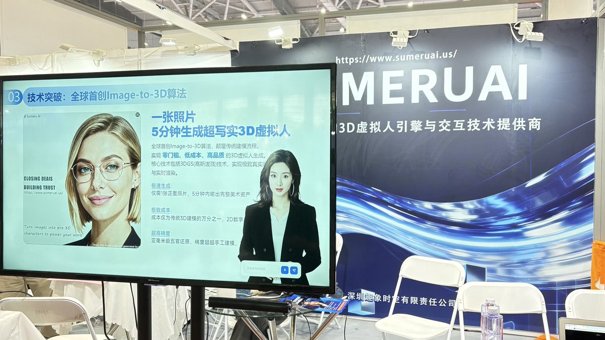 SumeruAI's tweet photo. Our AI Digital Humans just made their real-world debut at the exhibition floor — and yes, they turned heads 👀✨
Check out the highlights 🔽
👉 https://t.co/gmFc3NVI22
#AIDigitalHumans #AIInnovation #TechExpo #FutureOfAI #SumeruAI https://t.co/qGJlAKOqJk