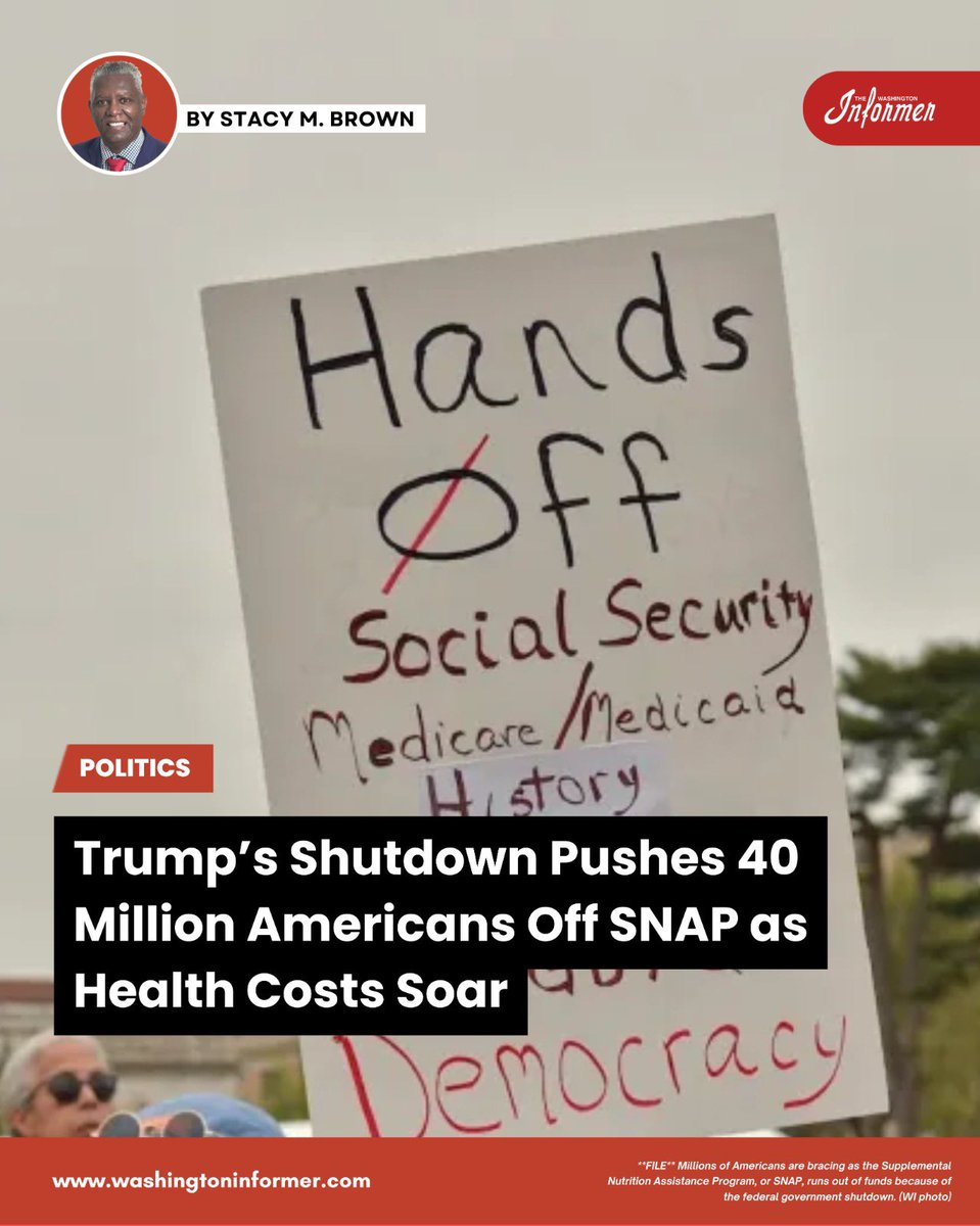 WashInformer's tweet image. Shutdown halts SNAP for 40 million Americans, causing hunger, soaring health costs, and economic crisis amid controversial Trump spending.​

Read More: washingtoninformer.com/snap-funds-run…

#SNAPCrisis #ShutdownImpact #FoodAssistance #DC #DMV #WashingtonDC