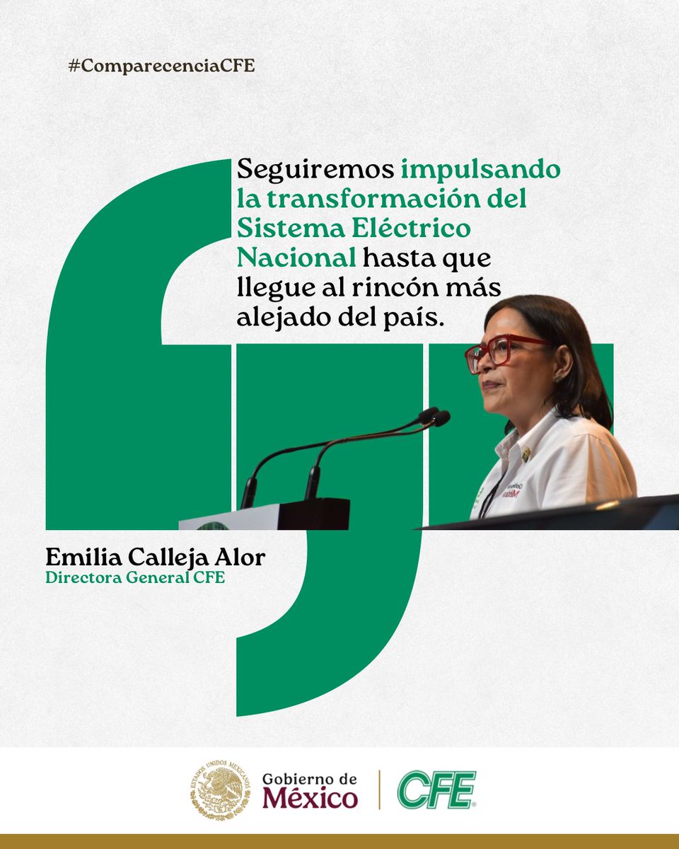 Comprometidos con México, seguimos llevando energía eléctrica a cada rincón del país. En este nuevo momento de la CFE, tenemos la camiseta y el casco bien puestos. 💚🇲🇽
#ComparecenciaCFE