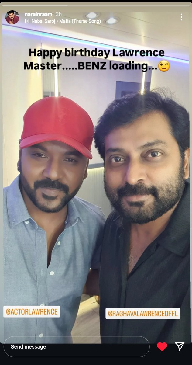 LawerenceSurya's tweet photo. Narain Instagram Story Birthday Wishes for RaghavaLawrence Anna..💥❤️🔥
#Benz #Raghavalawrence #HBDRaghavalawrence
#Lcu https://t.co/O1kAo3Mbhz