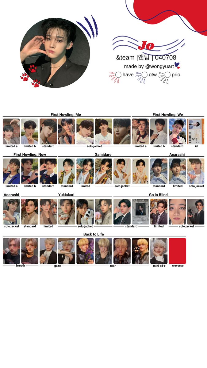 ゆうだいページ 対バン ヴェルトラウム フォトカ 🧸[エンティーム/&TEAM] BACK TO LIFE ALBUM PHOTOCARD TEMPLATE