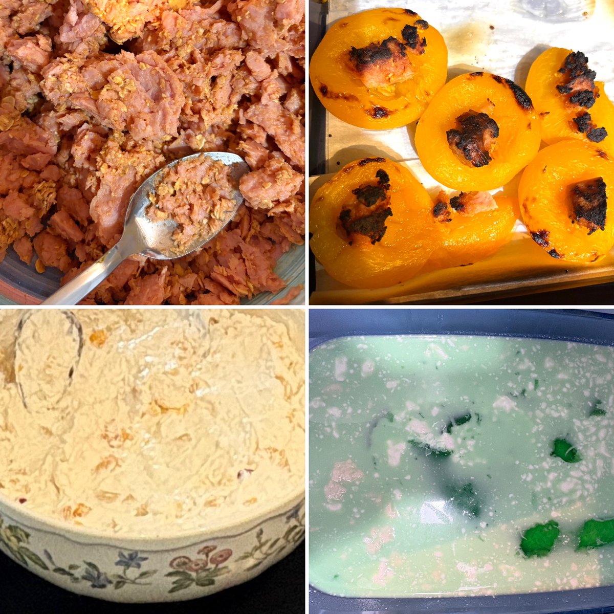 CommunityHS's tweet image. Josh’s American history class took to the kitchen to recreate iconic dishes from the 1950’s pop culture. They made and sampled simple Velveta cheese and crackers, Spam fiesta peach cups, ambrosia, and a jello mold - all while music from the era played in the background.