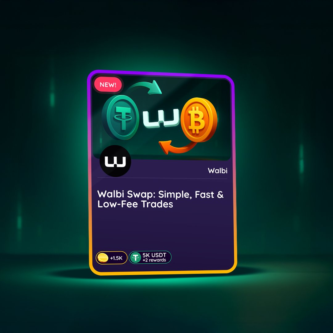 BitDegree's tweet image. New Mission is live! 🚀

@walbicom Swap: Simple, Fast &amp;amp; Low-Fee Trades

Rewards:
🎯 a share of 5,000 $USDT 
🎯 250 USDT voucher
🎯 1,000 $USDC pool

START NOW and claim your share 💰⬇️
bitdegree.org/guilds/walbi/w…