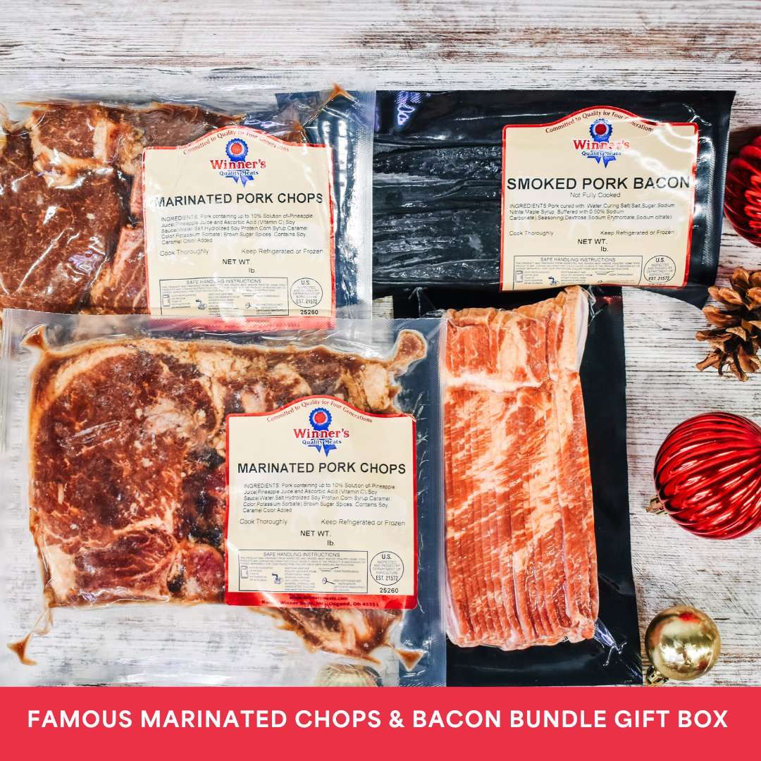 🎁 The countdown to Christmas is on—just 30 days!
Make gifting easy with our Winner’s Holiday Gift Boxes, filled with premium meats and festive favorites.
📞Call us today at 419-582-4321 for pricing details, to place your order for pick-up, or to request a  brochure.