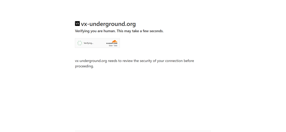 Oh shit... We really underestimated them.... They tried to ddos <a href="/vxunderground/">vx-underground</a> website... Now his website trying to verify if I am a robot... Might need to hide that cloudflare IP so they don't hack their servers too... 

#HackThePlanet