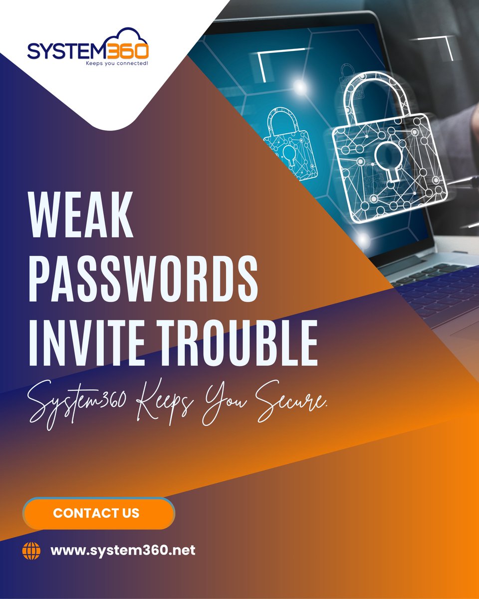 system360_'s tweet image. 📷 Weak Passwords Invite Trouble — System360 Keeps You Secure.

Secure your business today with System360.
Contact Us:
(281) 815-2727
system360.net

#System360 #CyberSecurity #PasswordProtection #ITSecurity #DataProtection #MFA #NetworkSecurity #TechSolutions