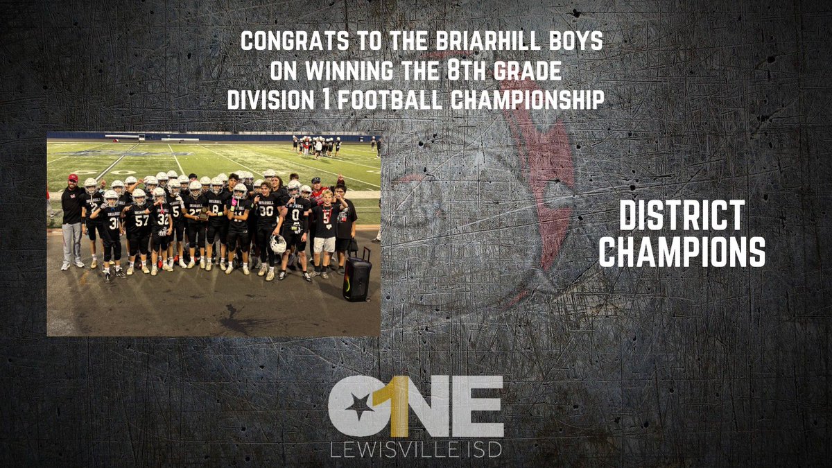 We had a great close to our middle school football season last night. Congrats to our district champions!
<a href="/BMSBulldogs/">Briarhill MS</a> <a href="/LamarMS/">Lamar Middle School</a> <a href="/DowningMS/">Downing MS</a>