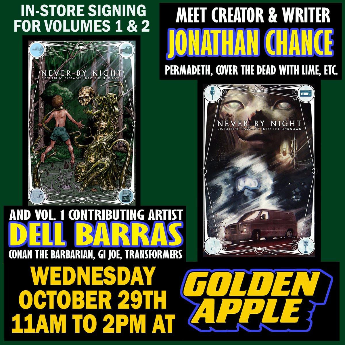 Come <a href="/GAppleComics/">Golden Apple Comics</a> TODAY 11am-2pm and meet me and <a href="/DellBarras/">Dell Barras</a> 

Old-school horror meets modern nightmares. A love letter to midnight movies ⭐️⭐️⭐️⭐️1/2
- <a href="/xmorbidbeautyx/">Morbidly Beautiful</a> 

This book nails it. Four stories, countless screams... a great graphic novel - <a href="/comicswarlocks/">Comics Warlocks</a>
