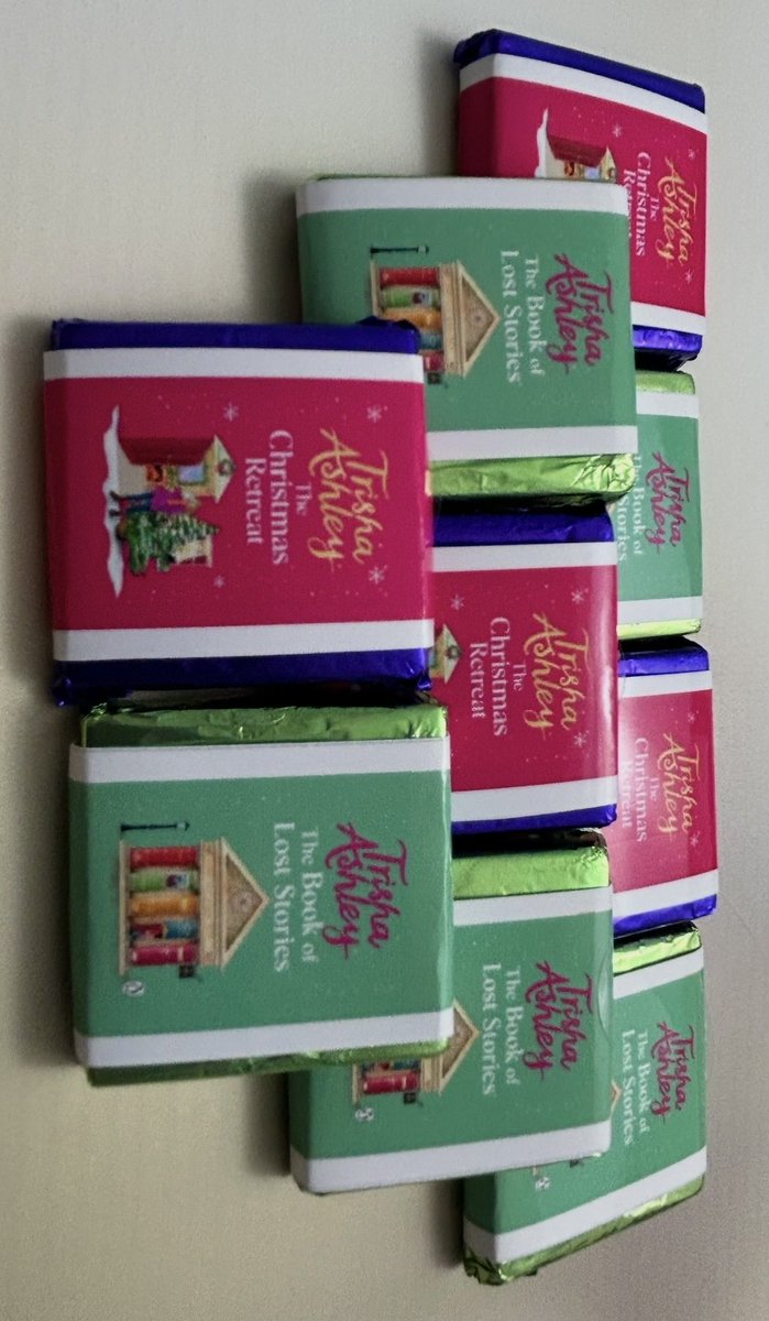 The wonderful book jacket chocolates made by <a href="/NutFreeChocolat/">Chocolate Wishes</a>  for my annual London fan meet goody bags have arrived!  (Details of the fan meet on trishaworld.com )