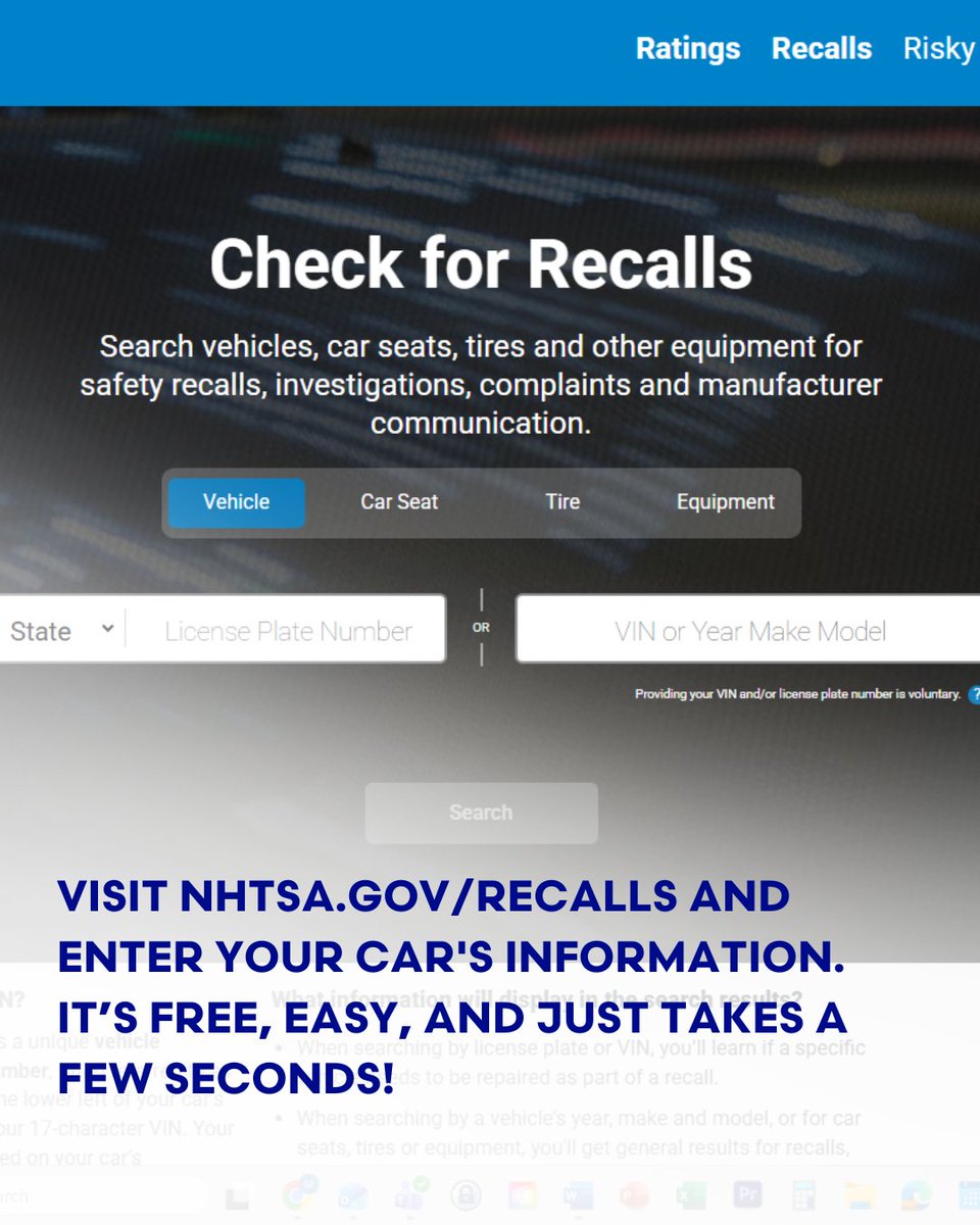 Vehicle Safety Recalls Week is a great time to make sure your car is up to date! Just last year, over 1,000 recalls impacted over 35 million vehicles. If you find that your vehicle has an active recall, contact your local dealership to schedule your recall repair. And remember:
