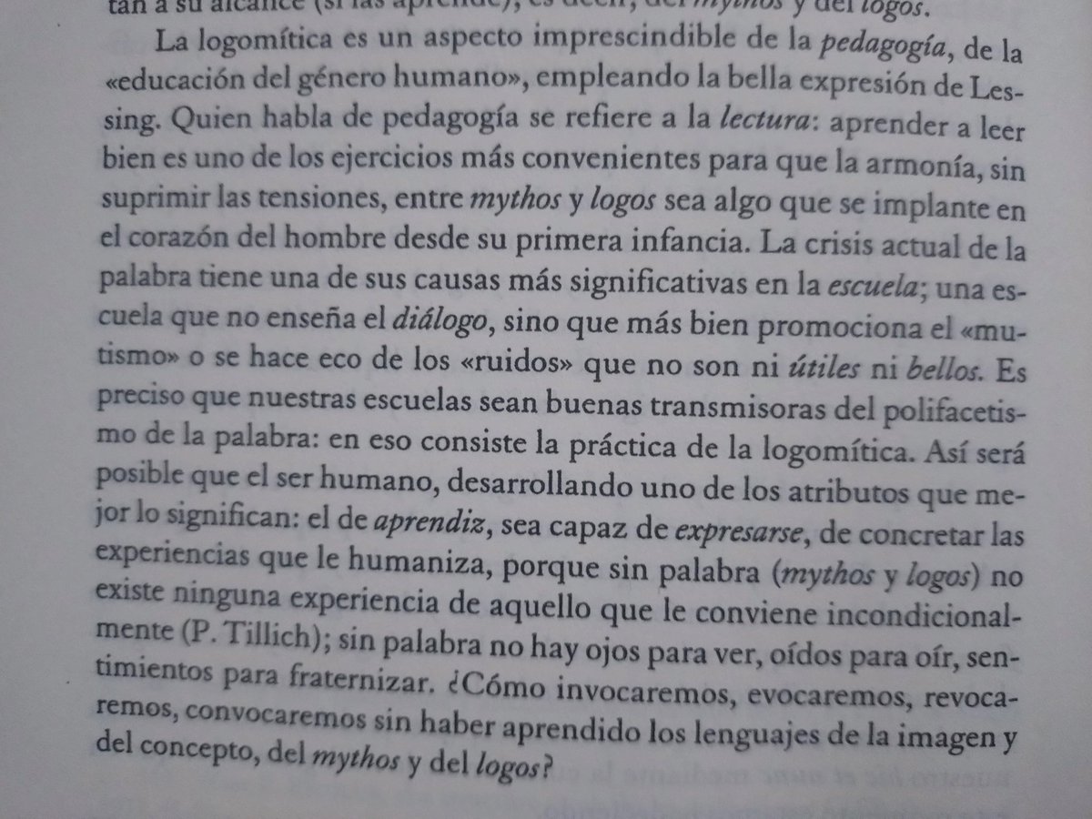 sergiojadueanfp's tweet photo. "La logomítica es un aspecto imprescindible de la pedagogía, de la «educación del género humano», empleando la bella expresión de Lessing." (502)

#MitoInterpretaciónCultura https://t.co/qeo65i43uj