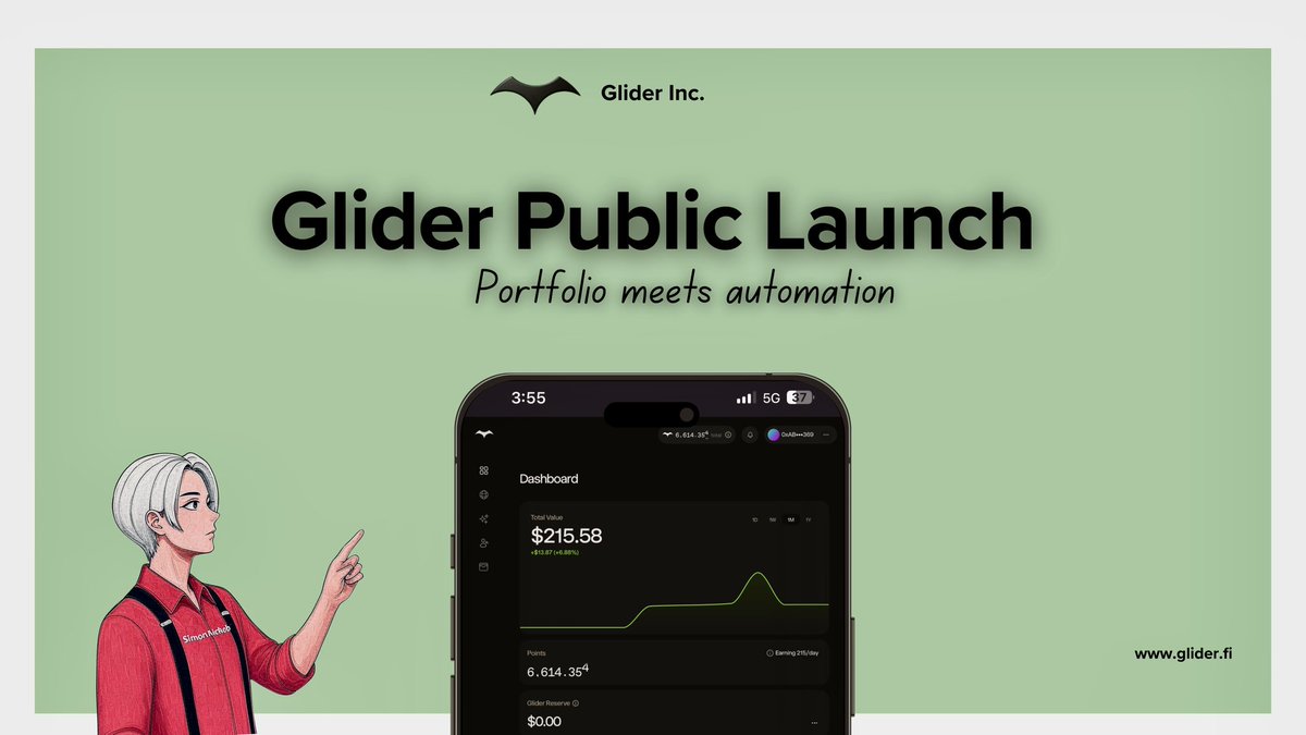 SimonNickweb3's tweet image. 𝐃𝐞𝐅𝐢 𝐣𝐮𝐬𝐭 𝐠𝐨𝐭 𝐚𝐮𝐭𝐨𝐦𝐚𝐭𝐞𝐝!

The launch of @glider_fi yesterday marked a pivotal moment in DeFi revolution

For a while now, we’ve had to wrestle with the complexities of manual trading, bridging networks, and managing gas fees across fragmented platforms.

But…