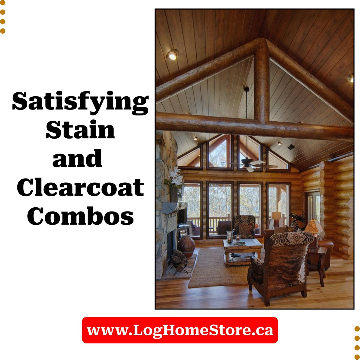 LogHomeStore1's tweet image. Perma-Chink&apos;s Lifeline Interior Light Natural, paired with Hazelnut Log Home Stain, and sealed with Lifeline Acrylic Gloss interior clear coat to prevent dust from collecting and making your logs easy to wash. Get your free samples now!

#LogHomeStore #PermaChink