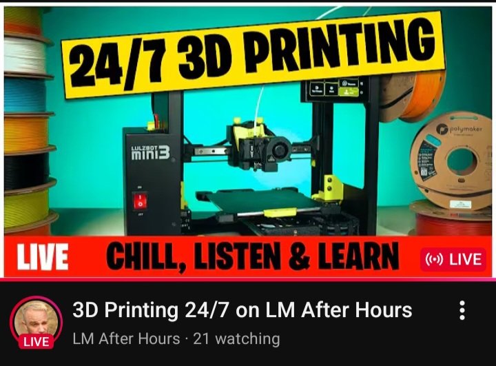 The BRAND New 24/7 3D printing channel on YouTube!  #LMTV33 
Videos, 3d printing !, commentary, &amp;  live segments. Let's GOOOOOOOOO
youtube.com/live/KXpUqh-v6… <a href="/loyalmoses/">LM</a>