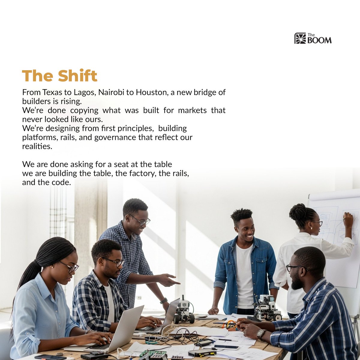 bunmiakinyemiju's tweet photo. Africa doesn’t need more noise.
It needs builders.
We’re done chasing unicorn headlines.
We’re building camels, companies that last, hire locally, and thrive in our realities.
This isn’t a startup race.
It’s a nation-building mission.
#TheBOOM #BuildWhatLasts #100Camels https://t.co/gpBWSWrGlv