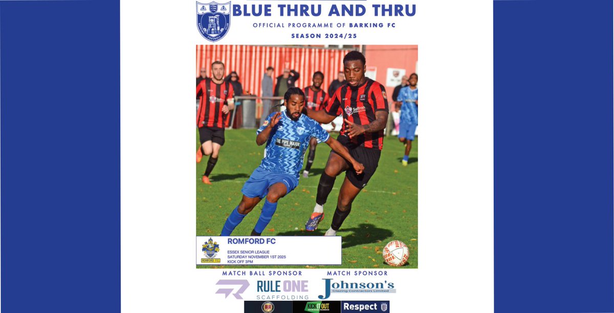 barkingfc's tweet image. MATCH PROGRAMME                               

For tomorrow's @EssexSenior League match against
@RomfordFC is now available:   

👉 barkingfc.short.gy/mp0111

@EssexSenior @NonLeagueCrowd @BDPost @EssexNonLeague @BedrockRadio @NonLeagueGuys @NonLeagueHQ1 @NonLeaguePaper