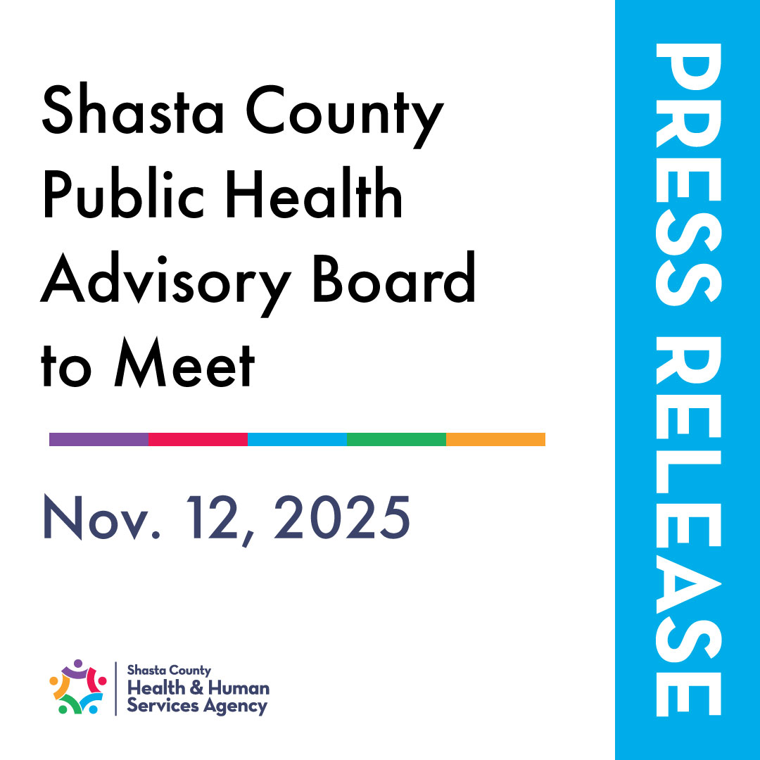 The Shasta County Public Health Advisory Board will hold a regular meeting on Wednesday, November 12, 2025, from noon to 2 p.m. at the Mae Helene Bacon Boggs Conference Center, 2420 Breslauer Way, in Redding.

Read the full press release at: shastacounty.gov/health-human-s…