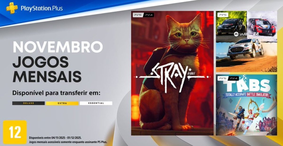DefaltGameplays's tweet photo. Os jogos mensais de Novembro foram revelados!!!
🐈 Stray
⛐ EA Sports WRC 24
👑 Totally Accurate Battle Simulator
#playstation #ps5 #ps5pro #stray #WRC #GamingThreads #youtube #games #gaming #notícias https://t.co/AnSXmaUZQK