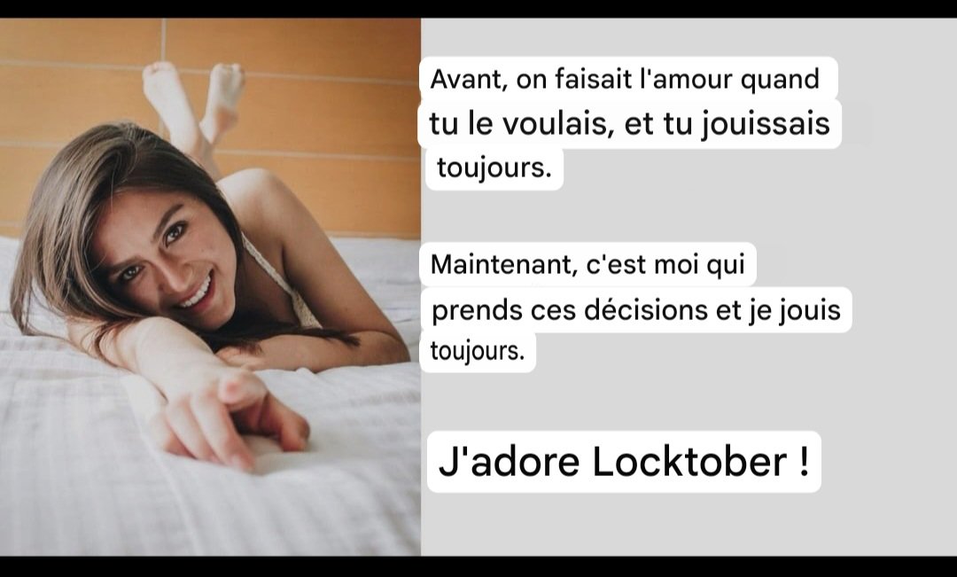 Lysasissy's tweet photo. Ma femme adore le Locktober et elle aimerait continuer ce défi  au delà  d'octobre 🎃🔒🤩 https://t.co/2qHFAUWp1I