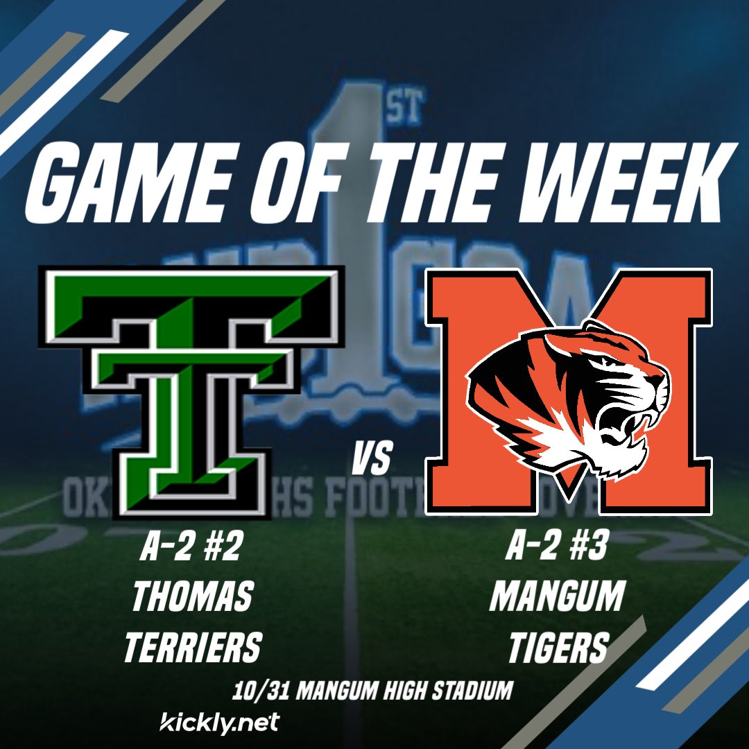 Week 9 Games of the Week!

Last Matchup- Thomas 47 Mangum 46 (2024)

Series History- 10-1 Thomas

Players to Watch
Thomas- Landon Wald WR/DB
(<a href="/landon_wald/">Landon Wald</a>)

Mangum- Remington Laughlin QB/S
(<a href="/RemiLaughlin10/">Remington Laughlin</a>)

#okpreps
