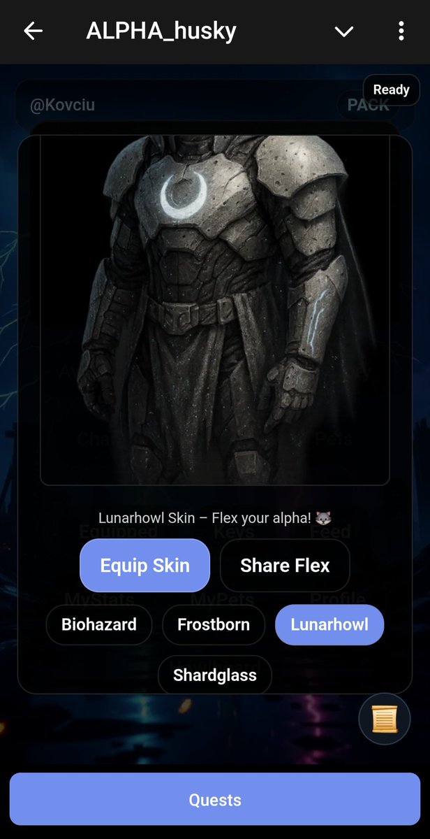 The_Alpha_Husky's tweet image. Good afternoon, Pack 🎃🐺🫡

New skins just landed in the WebApp-  Lunarhowl, Frostborn, Biohazard, Shardglass.👀
Suit up and flex your alpha. 🐺✨
HOWL-o-ween is still live - drop your mask/art and tag @The_Alpha_Husky + #HowlOWeen. 
See you under the moon. 🌕🫡🐺