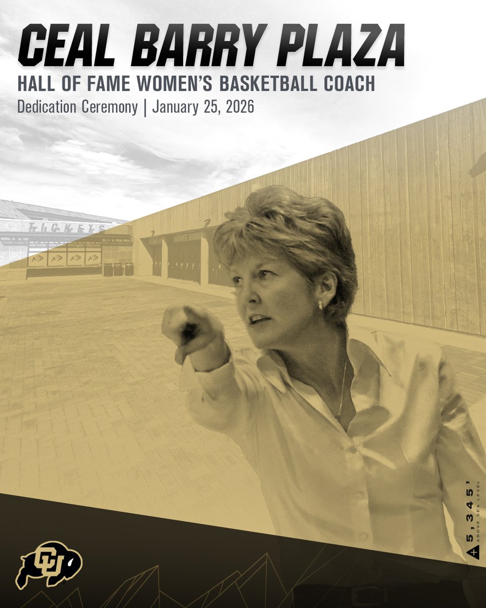 Ceal Barry Plaza is coming soon to CUEC 🦬

CU will rename the plaza on the west side of the CU Events Center in honor of one of the university’s greatest luminaries, longtime <a href="/CUBuffsWBB/">Colorado Women's Basketball 🦬</a> coach and CU Athletics administrator Ceal Barry.

📰 » buffs.me/43zLOEs