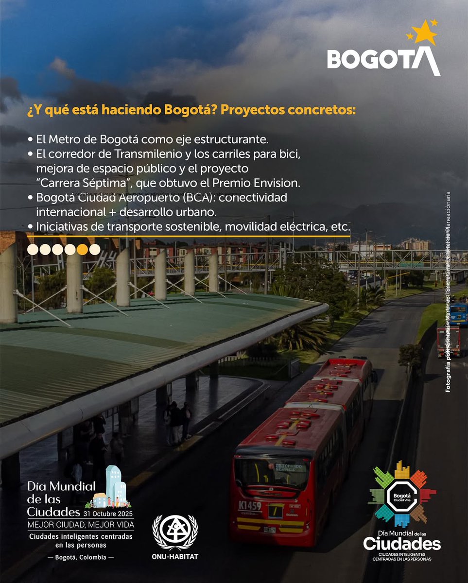 🌆 El mundo te mira.
Bogotá se convierte en el escenario global del futuro urbano 🌎💛

Este 30 y 31 de octubre celebramos el #DíaMundialDeLasCiudades, un evento de <a href="/onuhabitat/">ONU HABITAT América Latina y El Caribe</a> que reúne a expertos y líderes para hablar de sostenibilidad, innovación y el futuro de las ciudades.