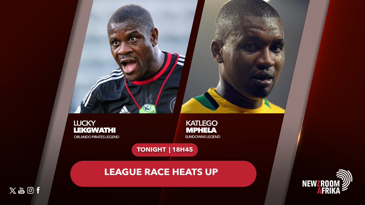[COMING UP] <a href="/KJSello/">Khotso Sello</a> will be in conversation with Orlando Pirates legend Lucky Lekgwathi and Mamelodi Sundowns legend Katlego 'Killer' Mphela at 18h45.

#Newzroom405