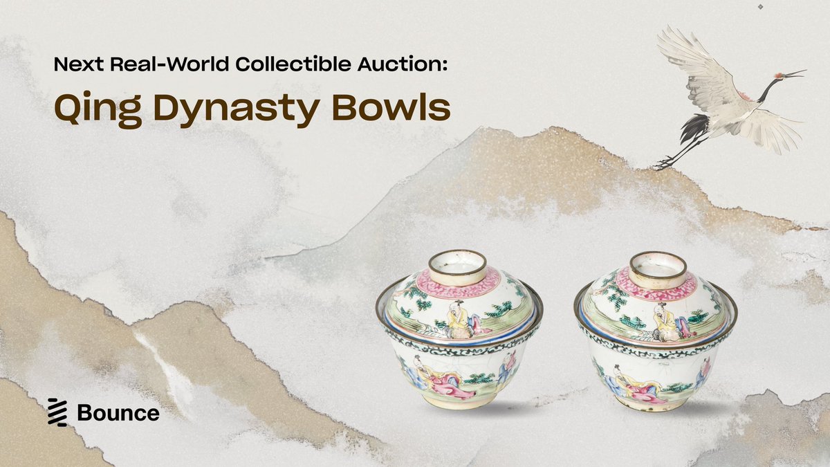 bounce_finance's tweet image. Real-World Collectible Auction launching on Friday Oct 31🔜

A rare pair of antique bowls from Qing dynasty 1700s will be offered in an English auction.

Get ready to use $AUCTION to participate and claim this tangible investment✨