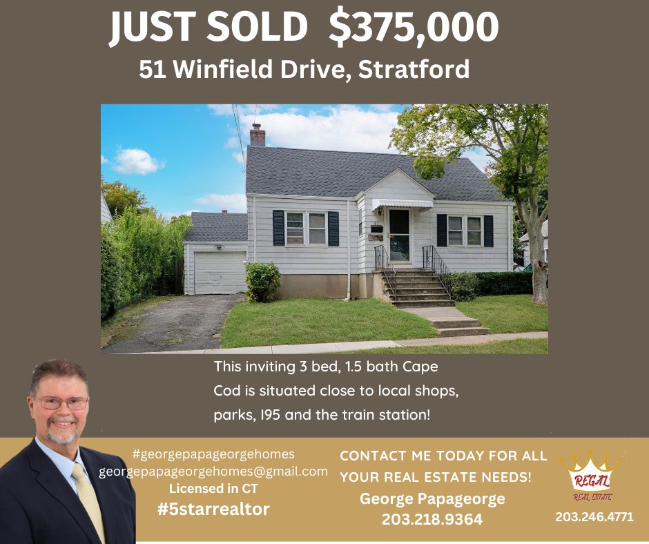 PapaG_Realtor's tweet photo. Thank you TB for allowing me to list your property and get it sold!
If you have a property to sell or are looking to purchase a forever home and want to work with a 5 Star Realtor please contact me today!
#stratfordrealestate #5StarRealtor #georgepapageorgehomes #listingagent https://t.co/fFGtnd2JU2