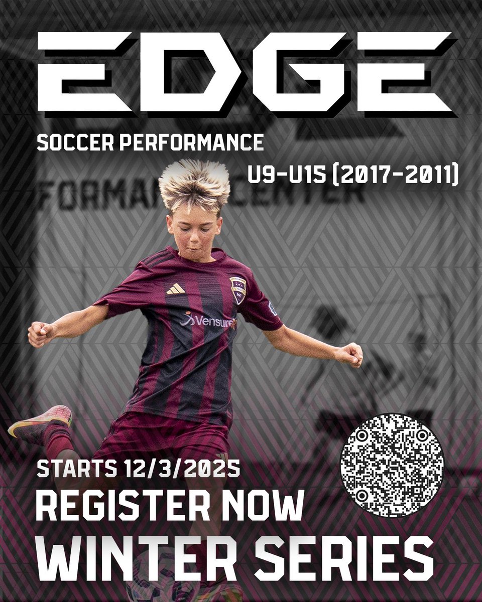 FusionSC's tweet image. Our EDGE Winter Series is just around the corner! Coming up first is Soccer Performance 💪 Scan the QR code to register now! 📲 #EDGEPerformanceCenter #PowerofFusion
