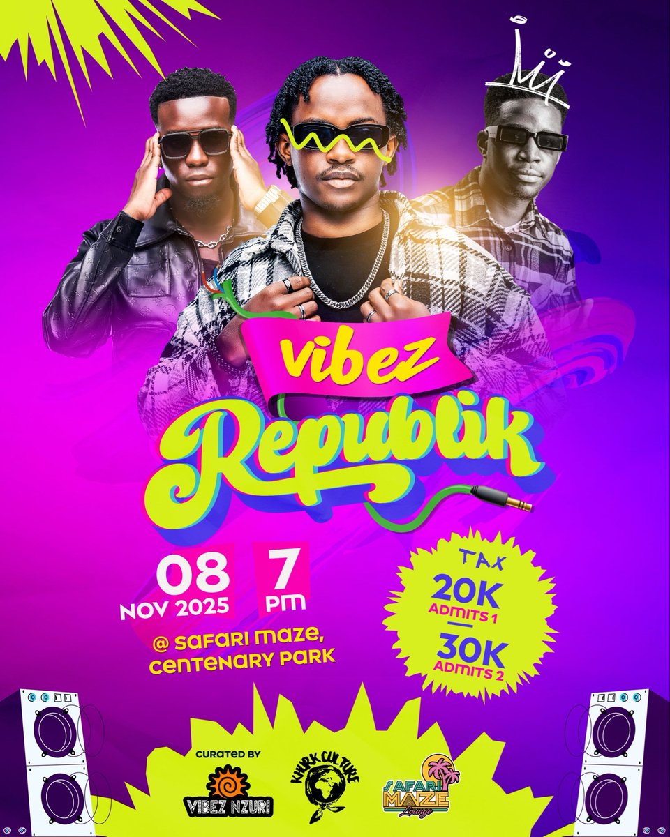 VIBEZ NZURI x KHURK CULTURE

are you looking for a different kinda party.  vibez nzuri gat you on the vibes &amp; khurk culture djz gat you on the decks. we call it VIBEZ REPUBLIK 🔥🔥

08.11.2025 | Safari Maze | get your tickets

qkt.io/VibezRep